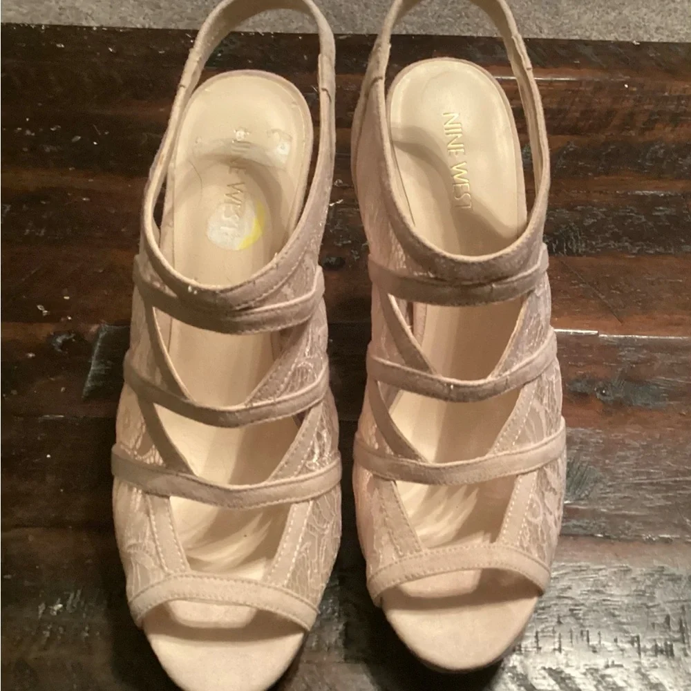 Nine West Beige Strappy Heels - Picture 1 of 3